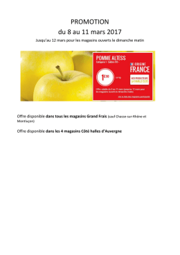 PROMOTION du 8 au 11 mars 2017