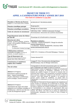 projet de these n&deg;2 appel a candidature pour l`annee 2017-2018
