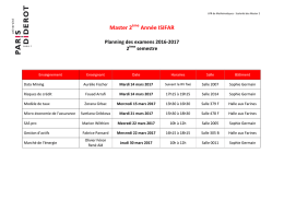 Master 2&egrave;me Ann&eacute;e ISIFAR
