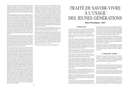 Traité de savoir vivre à l`usage des jeunes générations