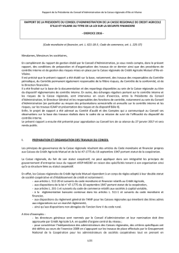 Rapport de la Présidente du Conseil d`Administration 2016