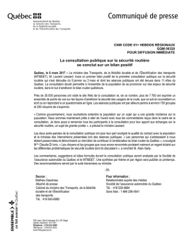 La consultation publique sur la s&eacute;curit&eacute; routi&egrave;re se