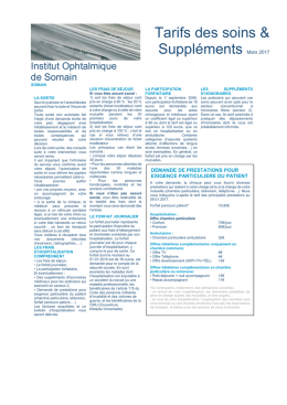 MAJ Tarifs - Institut Ophtalmique de Somain