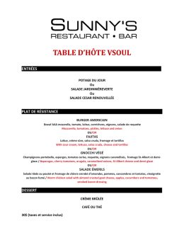 Menu du Sunny`s