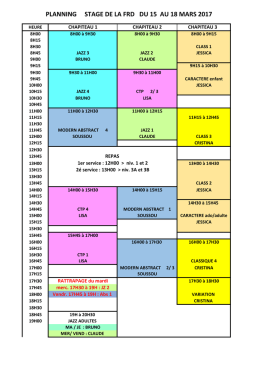 planning stage de la frd du 15 au 18 mars 2017