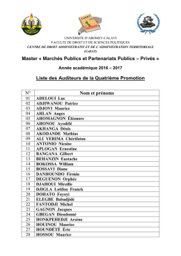 Master « Marchés Publics et Partenariats Publics – Privés » Liste