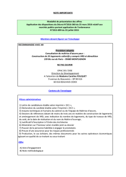 NOTE IMPORTANTE Modalit&eacute; de pr&eacute;sentation des offres