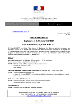 INVITATION PRESSE Déplacement de Christian ECKERT dans le
