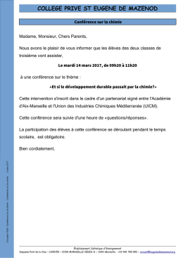 Circulaire 1638 - Conférence sur la chimie