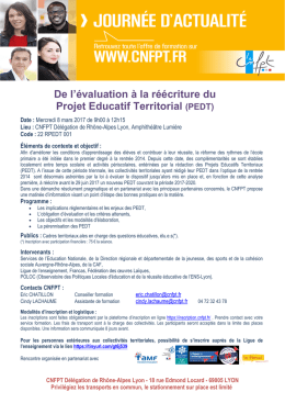 De l`&eacute;valuation &agrave; la r&eacute;&eacute;criture du Projet Educatif Territorial (PEDT)