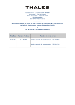 Informations relatives au nombre total de droits de vote et