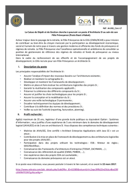 I. Description du poste II. Profil recherché :