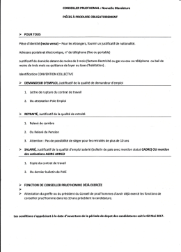 Conseiller prud`homal Dossier pour nouvelle mandature (en )