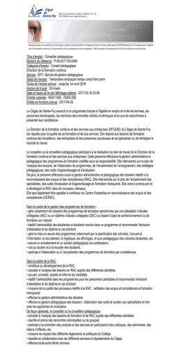 P-06-2017-03-0484 Catégorie d`emploi : Conseil