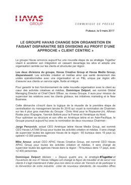 le groupe havas change son organistion en faisant disparaitre ses