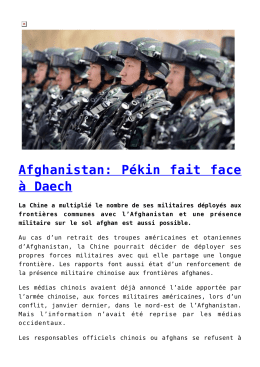 Afghanistan: Pékin fait face à Daech