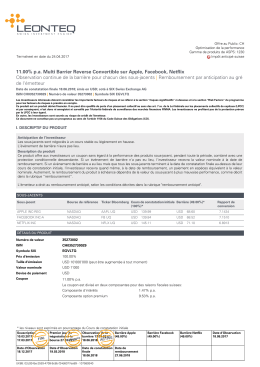 11.00% pa Multi Barrier Reverse Convertible sur Apple