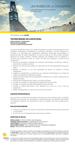 TECHNICIEN(NE) EN AUDIOVISUEL