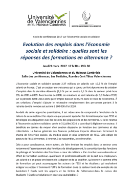 &Eacute;volution des emplois dans l`&eacute;conomie sociale et solidaire