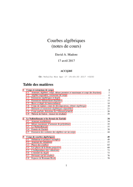 Courbes algébriques (notes de cours)