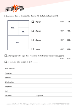 Annonce dans le livret de f&ecirc;te (format A5) du Paillote