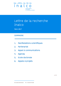 Lettre de la recherche Inalco