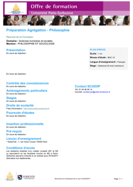 Pr&eacute;paration Agr&eacute;gation - Philosophie - Universit&eacute; Paris