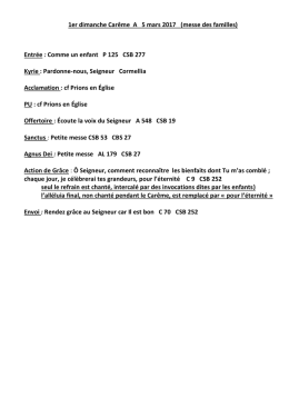 1er dimanche Car&ecirc;me A 5 mars 2017 (messe des familles) Entr&eacute;e
