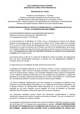 EOI &ndash; Tchad - Services de consultants