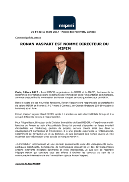 ronan vaspart est nomme directeur du mipim