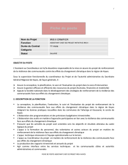 DP Assistant Coordinateur IRIS II Kayes 2017 - Croix