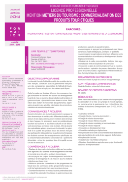 licence professionnelle mentionm&eacute;tiers du tourisme