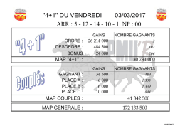 ``4+1`` DU VENDREDI 03/03/2017 ARR : 5 - 12 - 14 - 10