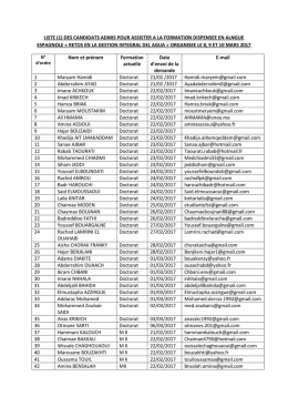 LISTE (1) DES CANDIDATS ADMIS POUR ASSISTER A LA