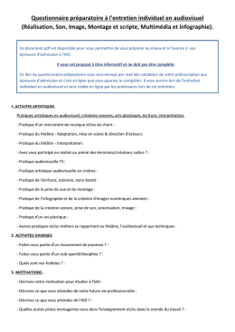 Questionnaire pr&eacute;paratoire pour les formations audiovisuelles