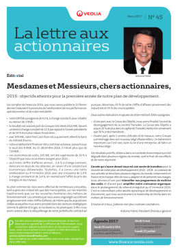 Mesdames et Messieurs, chers actionnaires