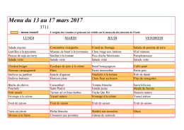 Menu du 13 au 17 mars 2017