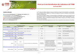 Point sur la territorialisation des indicateurs de l`ONB