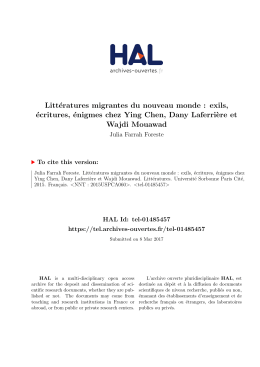 Littératures migrantes du nouveau monde : exils, écritures, énigmes