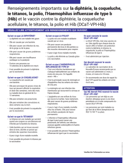 Renseignements importants sur la diphtérie, la coqueluche, le