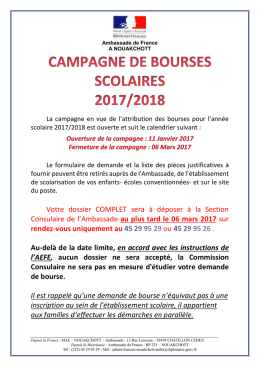 Votre dossier COMPLET sera &agrave; d&eacute;poser &agrave; la Section Consulaire de l