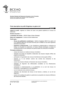 Fiche descriptive du profil d`Ingénieur en génie civil