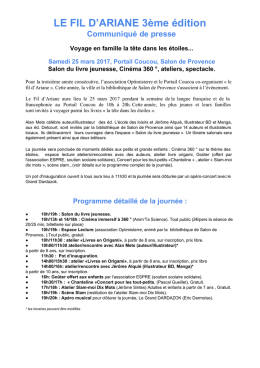 LE FIL D`ARIANE 3ème édition Communiqué de presse