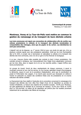 Communiqu&eacute; de presse - Commune de Montreux