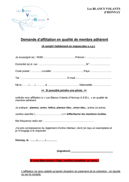Demande d`affiliation en qualit&eacute; de membre adh&eacute;rent