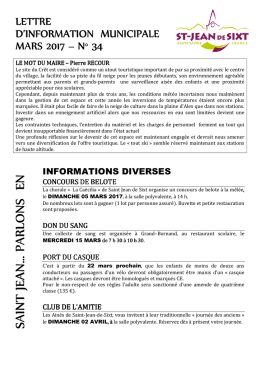 lettre mensuelle mars 2017 - Mairie de Saint