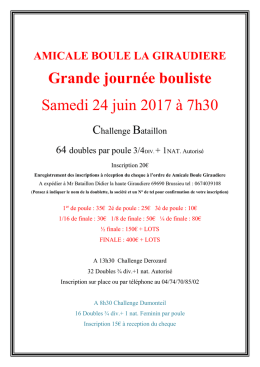 Grande journée bouliste Samedi 24 juin 2017 à 7h30