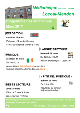 Animations mars 2017