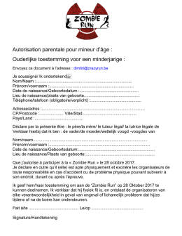 Autorisation parentale pour mineur d`&acirc;ge : Ouderlijke