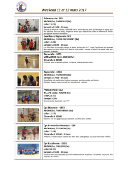 Weekend 11 et 12 mars 2017